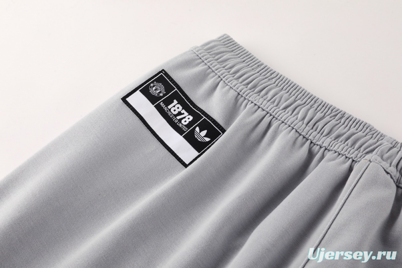 25/26 Manchester United Gray Half Zipper Jacket+Long Pants S-2XL