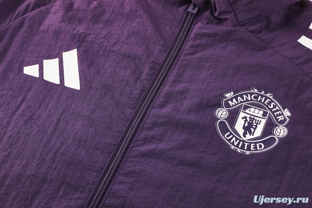 25/26 Manchester United Purple S-2XL Half Zipper Jacket+Long Pants