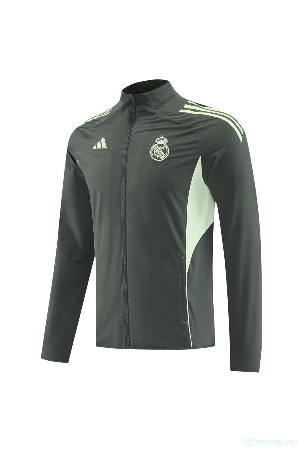 25/26 Real Madrid Dark Green Half Zipper Jacket+Long Pants S-3XL