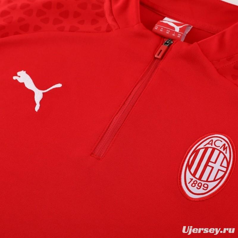 23/24 AC Milan Red S-2XL Half Zipper Jacket+Long Pants