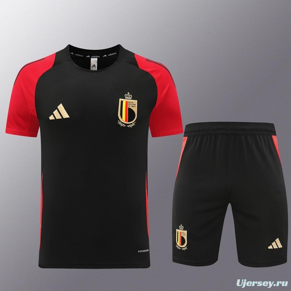 2025 Belgium Black Short Sleeve+Soccer Shorts