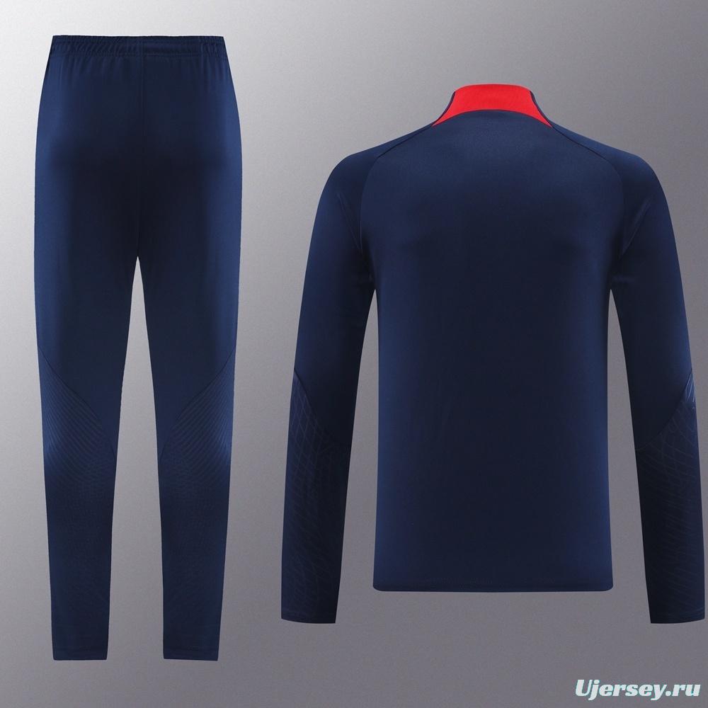 23/24 PSG Royal Blue S-2XL Half Zipper Jacket+Long Pants