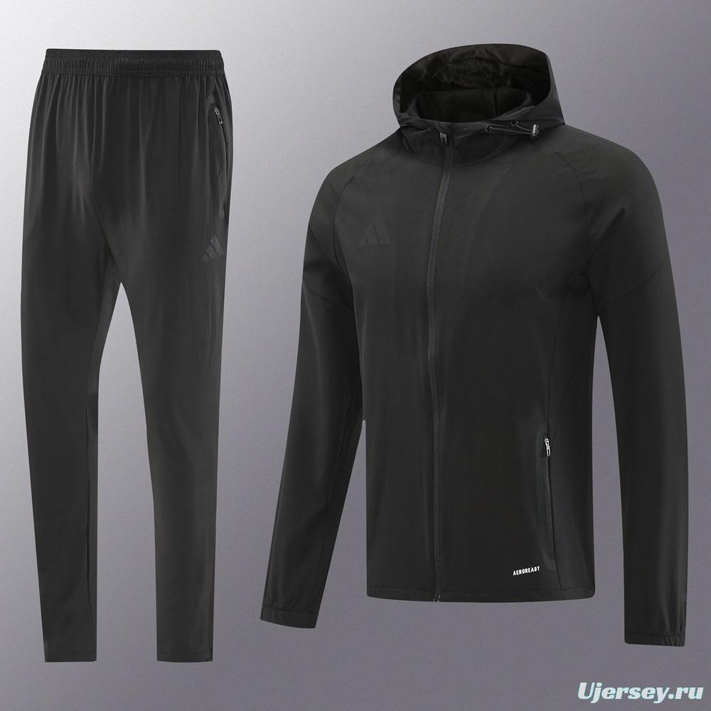2025 Adidas Black Half Zipper Jacket+Long Pants S-2XL