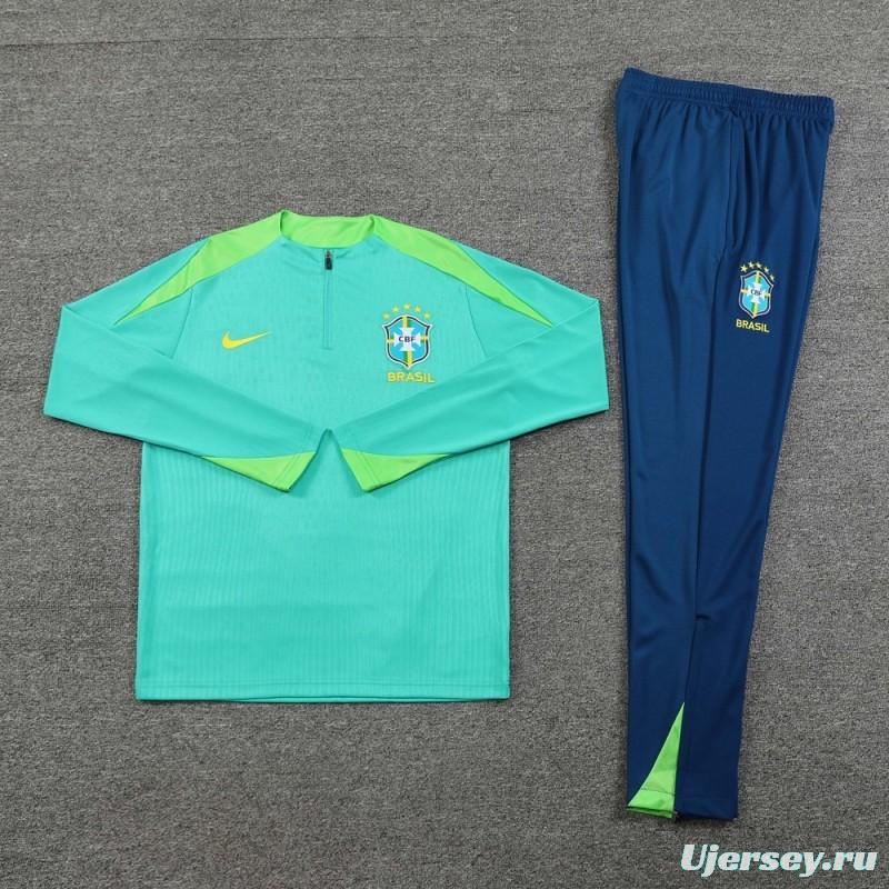 2025 Brazil Lake Green Half Zipper Jacket+Long Pants