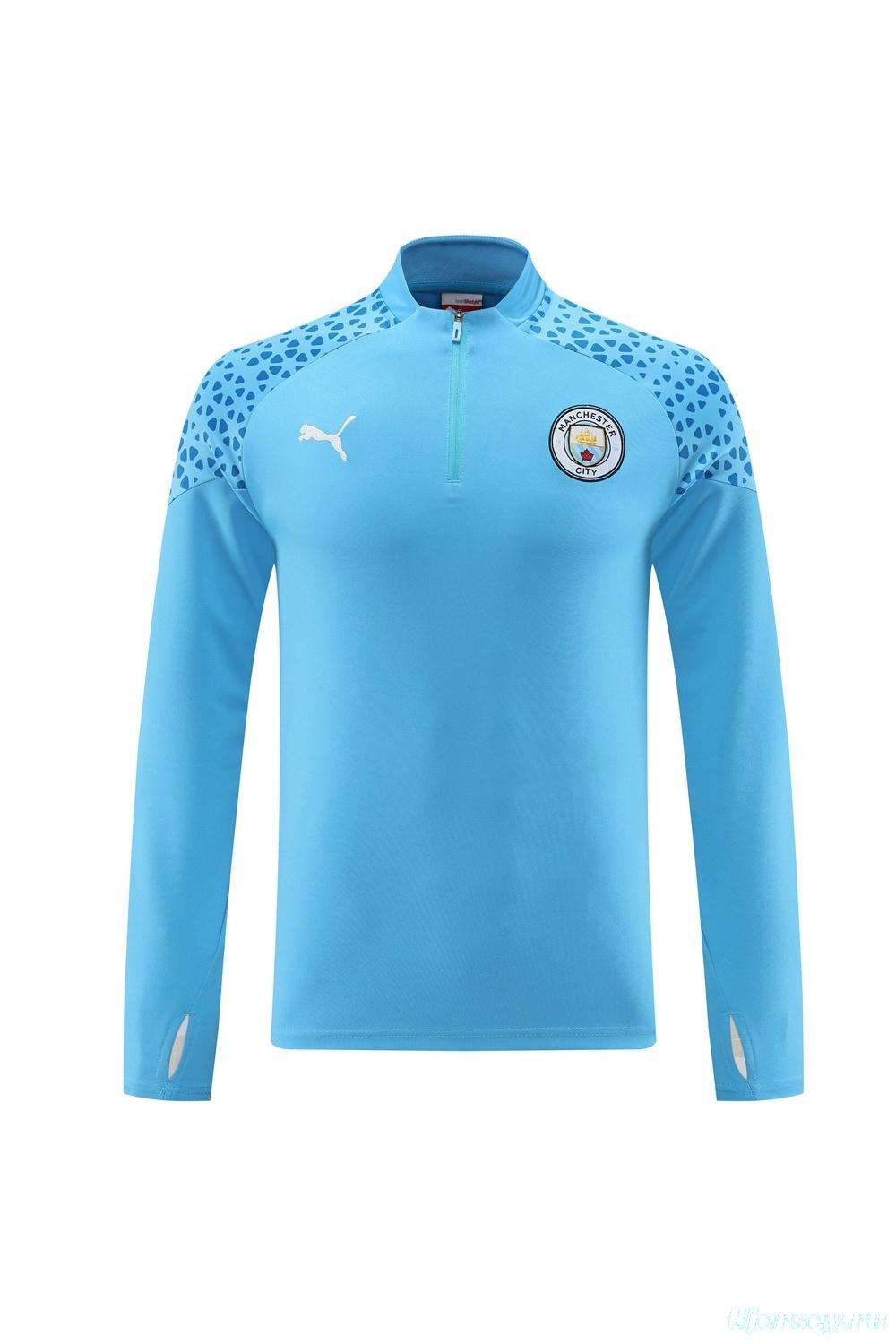 25/26  Manchester City Sky Blue Half Zipper Jacket+Long Pants