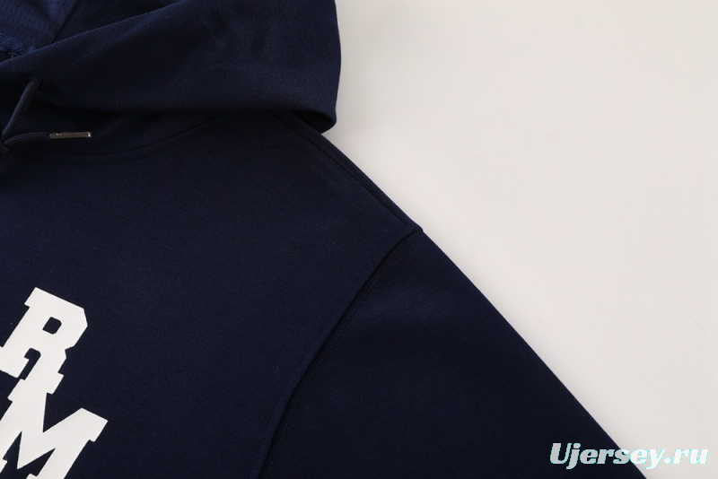 25/26 Real Madrid Royal Blue Half Zipper Jacket+Long Pants S-2XL