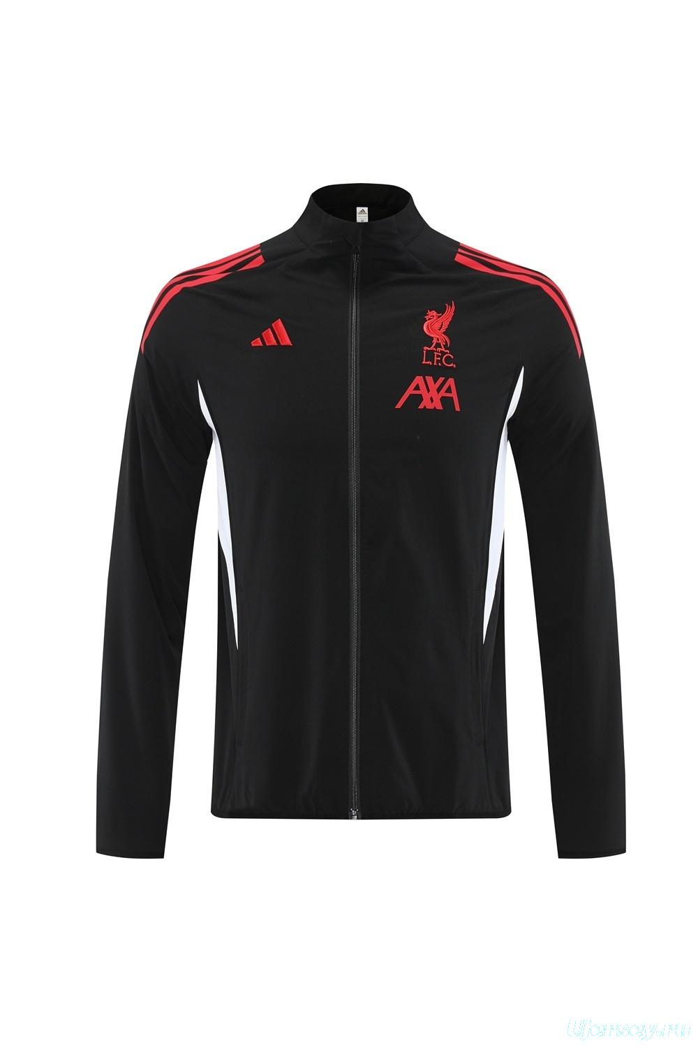 25/26 Liverpool Black S-2XL Half Zipper Jacket+Long Pants