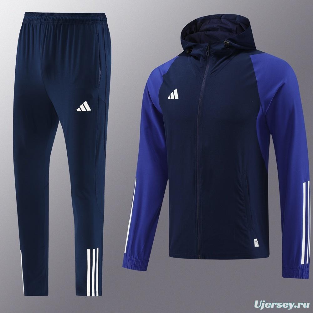 2025 Adidas Royal Blue Half Zipper Jacket+Long Pants S-2XL