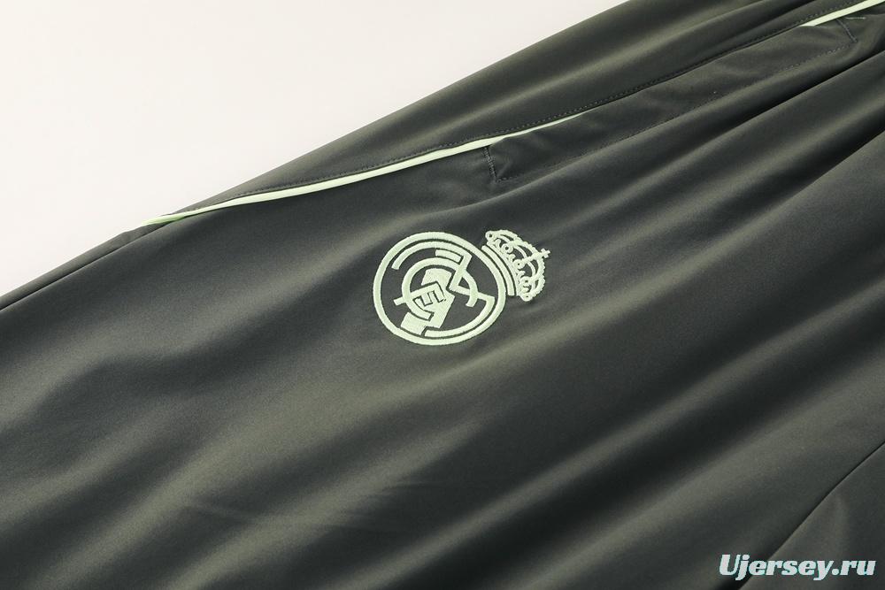 25/26 Real Madrid Dark Green Half Zipper Jacket+Long Pants S-3XL