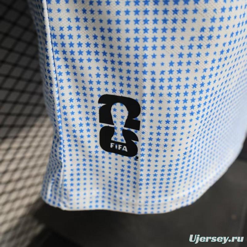 2025 Player Version  USA  Away White with Blue Halftone Gradient Pattern World Cup Commemorative Jersey