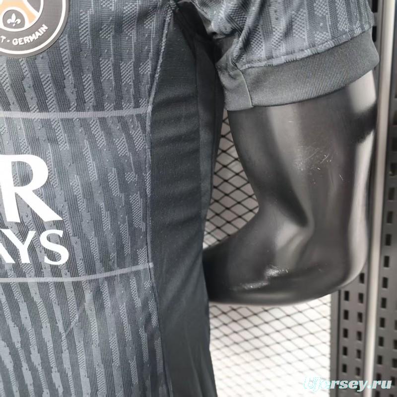 25/26 Player Version  Paris Saint-Germain Away Dark Grey with Vertical Stripe Pattern Jersey