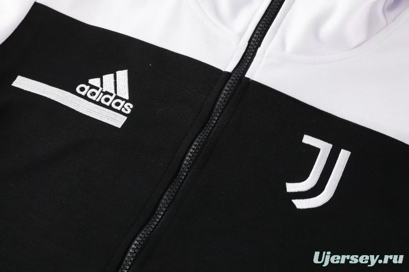 25/26 Juventus Hoodie White/Black Full Zipper Jacket +Long Pants