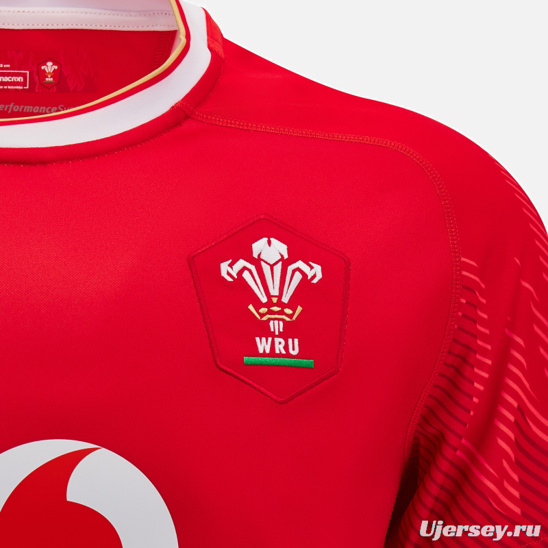 2025 Wales Red with Tonal Wave Pattern Home Jersey