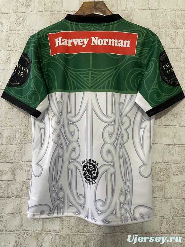 2026 NRL Maori All Stars White with Green Maori Art Pattern Jersey
