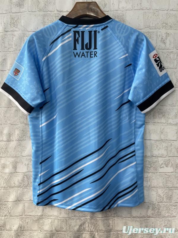 2025 Fiji 7s Sky Blue with Ocean Wave Pattern Jersey