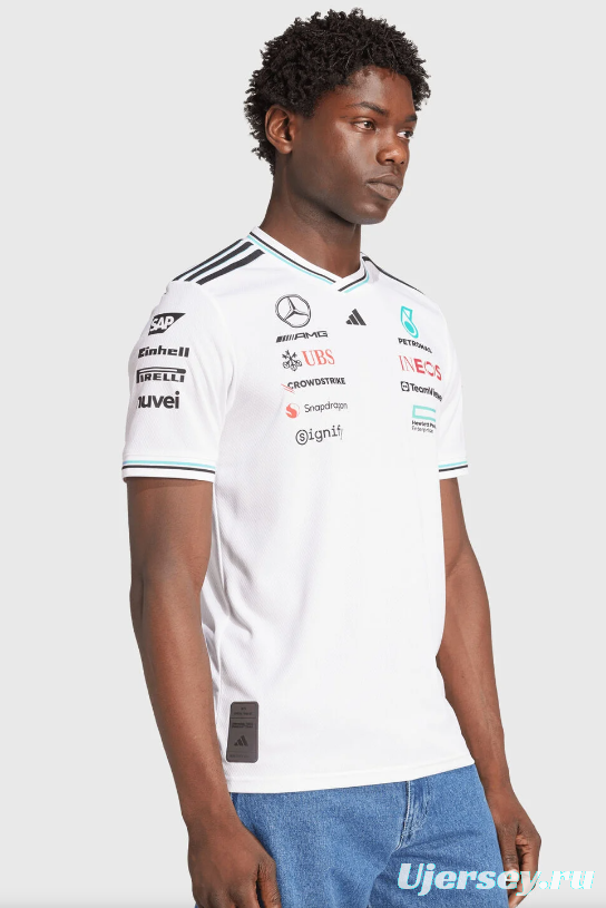 2026 F1 Mercedes-AMG Petronas F1 Team White with Teal and Black Trim Jersey