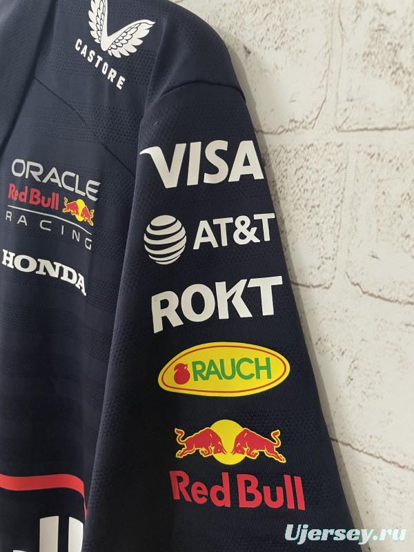 2026 F1 Oracle Red Bull Racing Navy with Red Stripes Polo Shirt