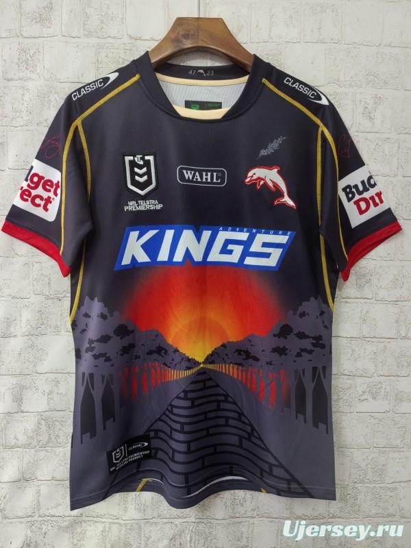 25/26 Redcliffe Dolphins Black with Sunset Pyramid Indigenous Jersey