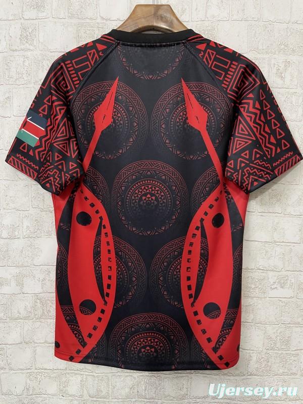 2026 Kenya Black with Red Maasai Shield and Tribal Patterns Jersey