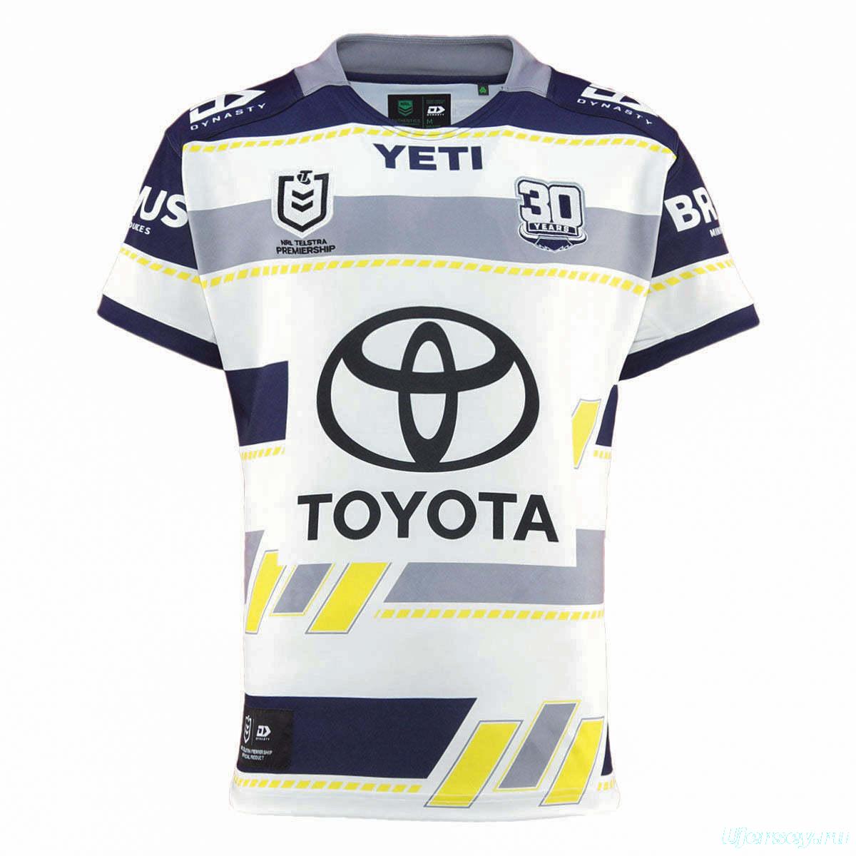 2025 North Queensland Cowboys White Navy Grey 30 Years Anniversary Away Jersey