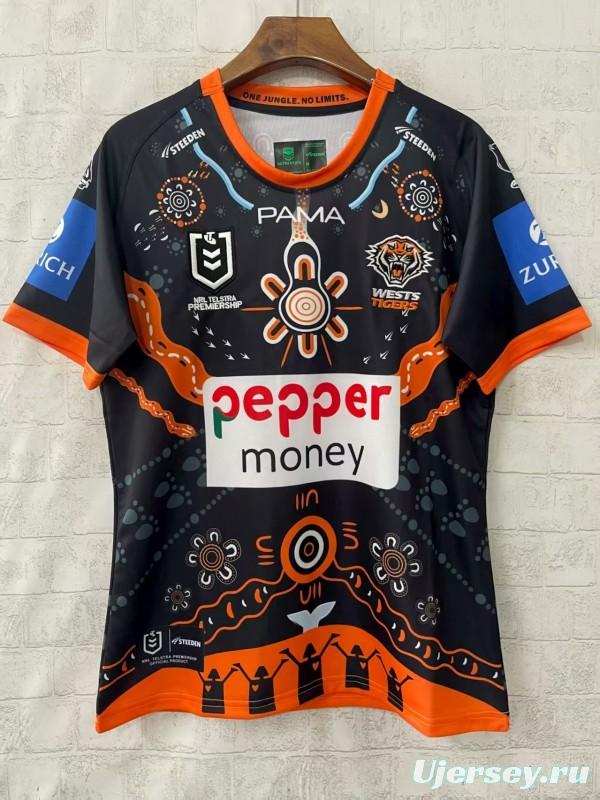 25/26 Wests Tigers Black with Indigenous Art Jersey