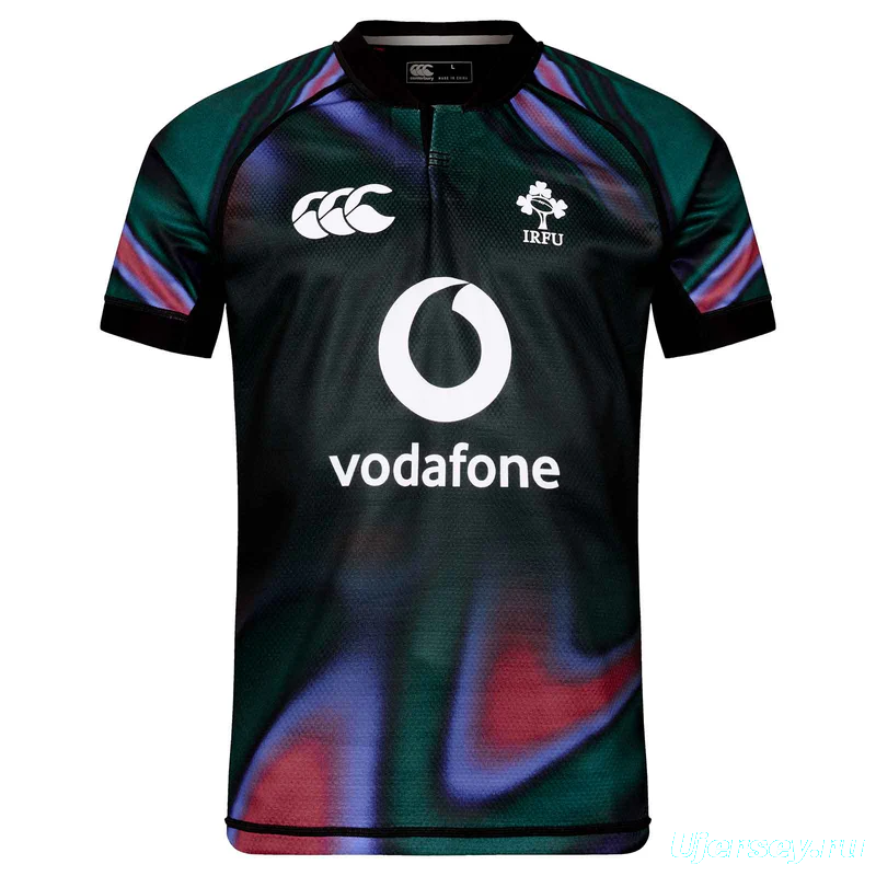 2025 Ireland Rugby Dark Green with Aurora Borealis Gradient Pattern Jersey