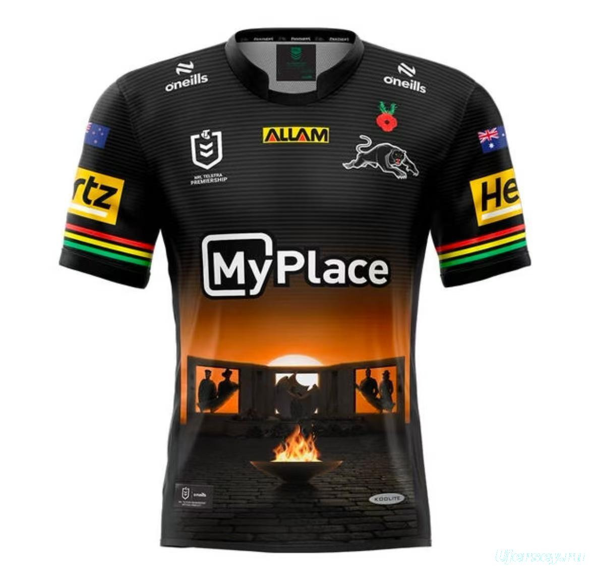 25/26 Penrith Panthers Black with ANZAC Commemoration Design Jersey