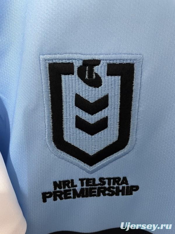 2026 Cronulla Sharks Sky Blue with White Hooped Away Jersey