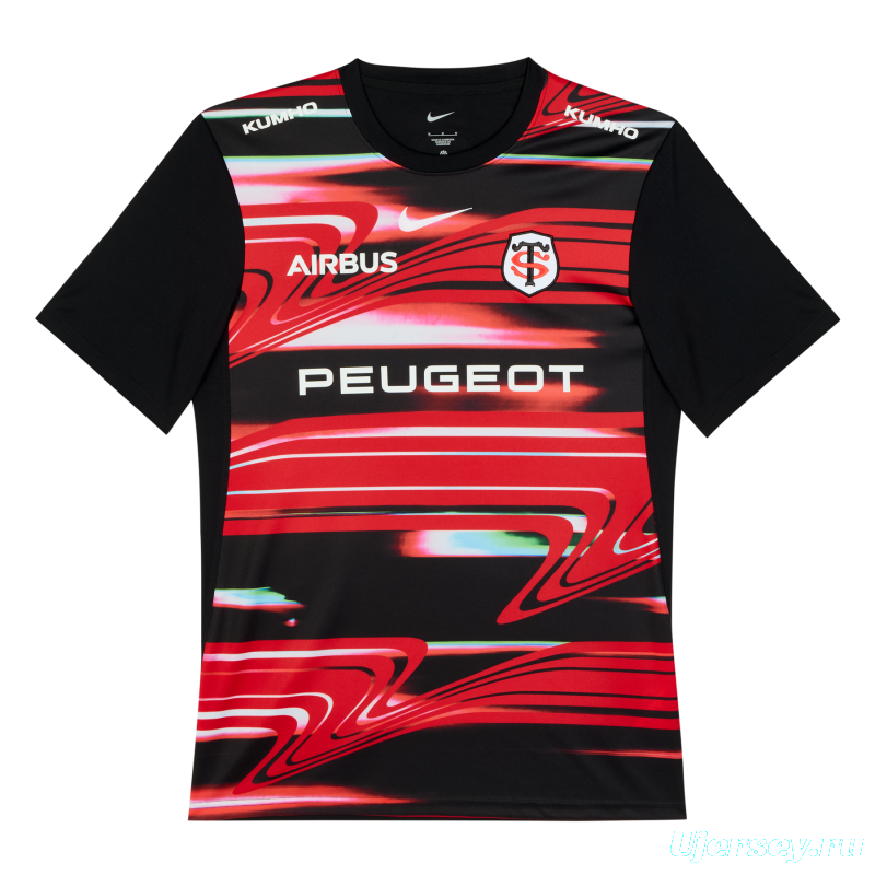 25/26 Toulouse Rugby Black with Red Lightning Stripes Jersey
