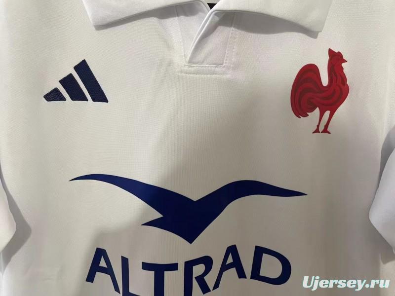 2025 France White with Blue and Red Stripes Away Jersey