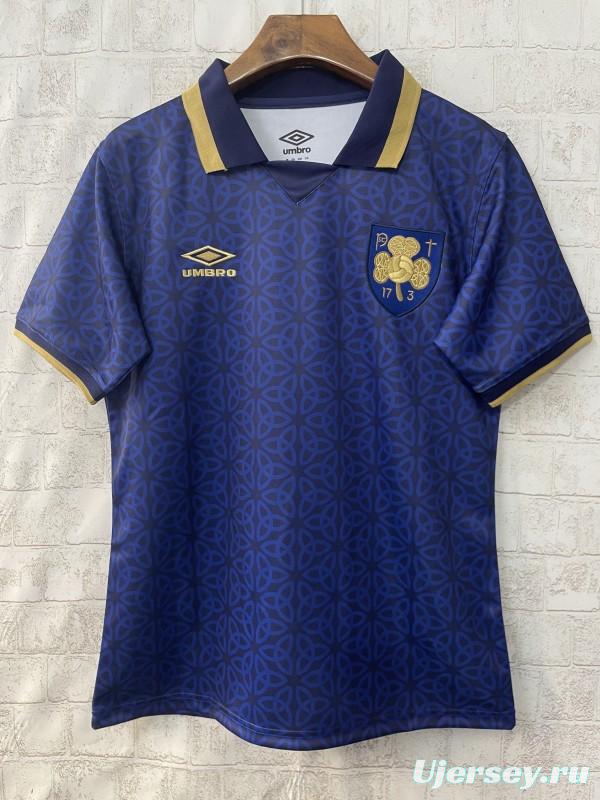 2025 Ireland Blue with Gold Trim and Geometric Pattern Jersey