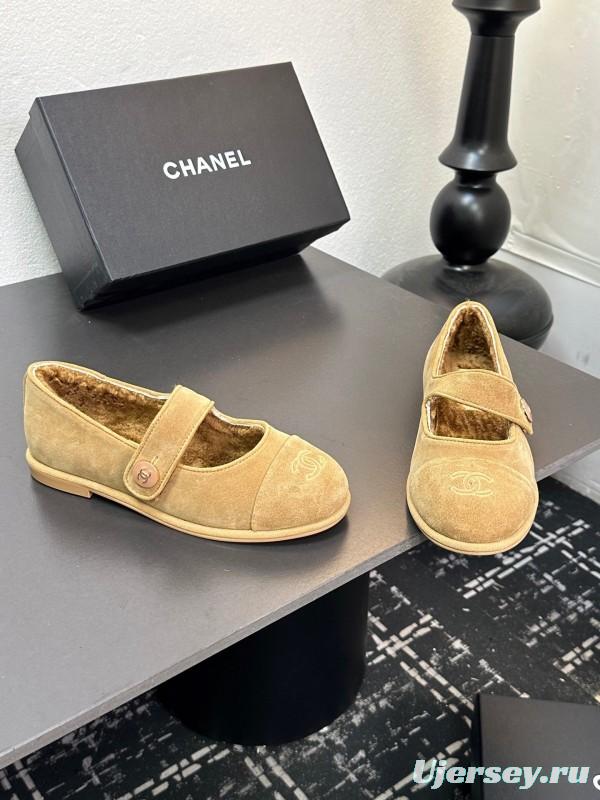 Chanel 2025 SS New French Style Mary Jane Flat Shoes with Fur - KFY00300