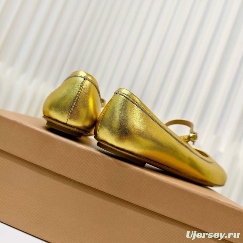 Gianvito Rossi Bohemian Style Flat Ballet Shoes with Simple Buckle Strap - LY00310