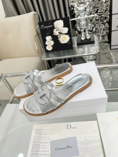Dior D-Lane Sandals Hollow-out Monogram Flat Slides - LY00220/LY00260