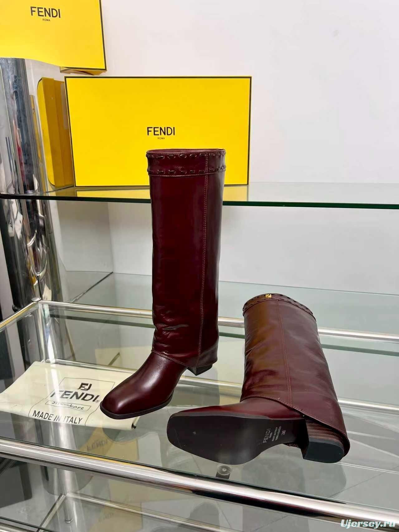 FENDI 2025 SS Wide Leg Boots with Block Heel - LY00510