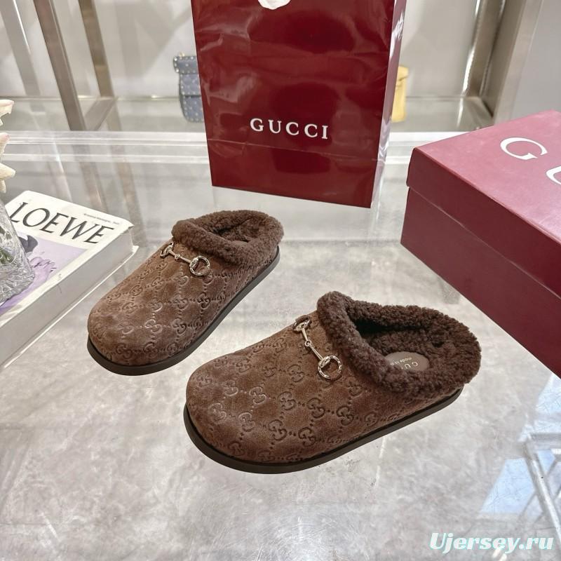 Gucci 2025 SS Autumn Winter New Suede Leather Horsebit Detail Women Wool Loafers - LY00260