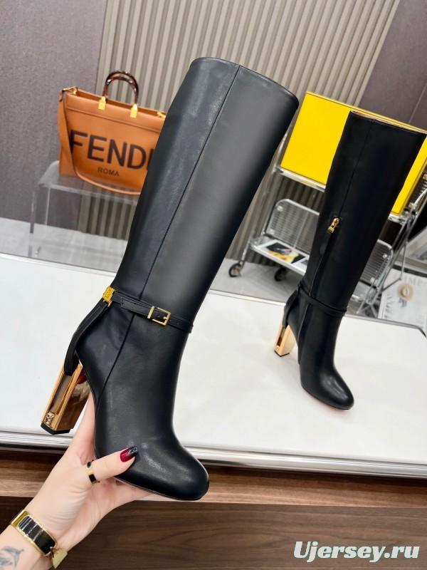 FENDI Delfina Round Toe Boots with FF Buckle - LY00520
