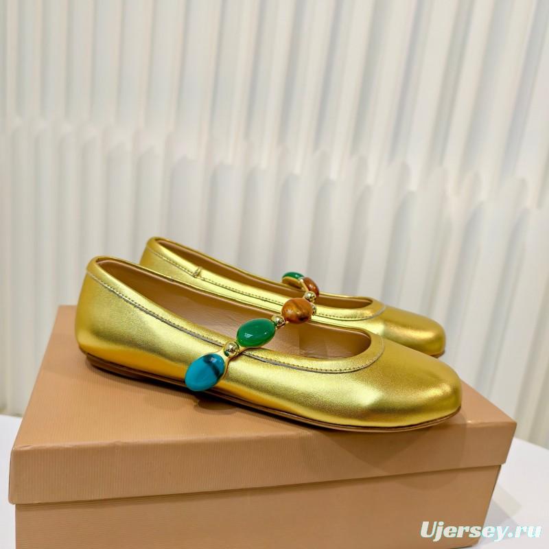 Gianvito Rossi Bohemian Style Turquoise Flat Ballet Shoes - LY00320