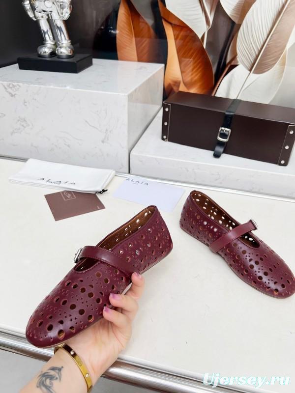 Alaia 2025/SS Perforated Ballet Flats - LY00320