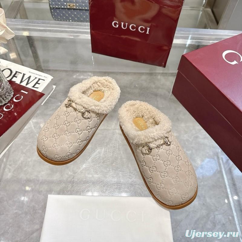 Gucci 2022/SS Women's Suede Leather Horsebit Wool Loafers - LY00260