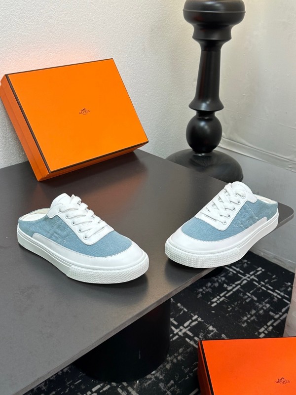 Hermès Deep Series Couple's White Sneakers Casual Skate Shoes - AS00320