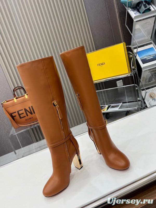 FENDI Delfina Round Toe Boots with FF Buckle - LY00520