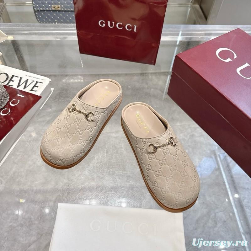 Gucci Camel Suede Horsebit Women's Barefoot Mules - LY00240