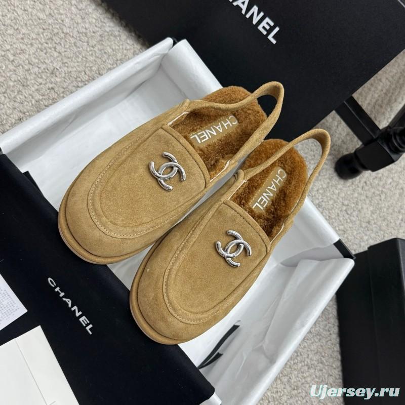 Chanel 2025/SS Teddy Fur Loafers with Double C Logo - KFY00300