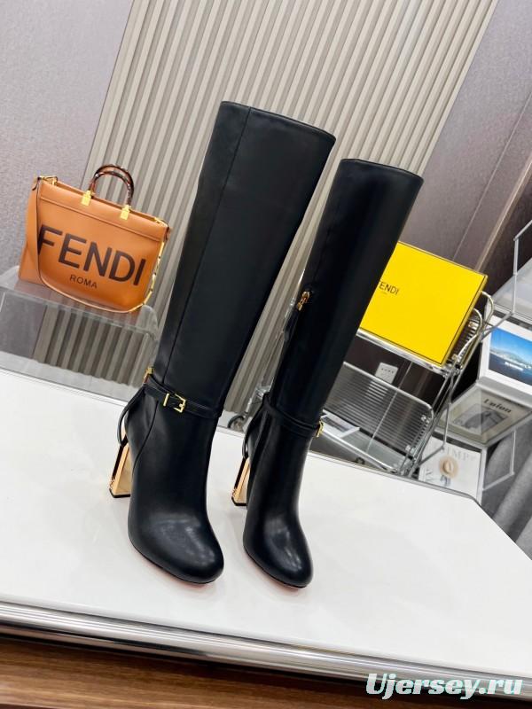 FENDI Delfina Round Toe Boots with FF Buckle - LY00520