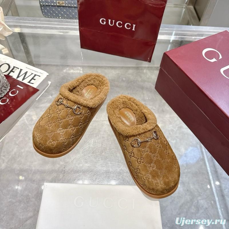 Gucci 2025 SS Autumn Winter New Suede Leather Horsebit Detail Women Wool Loafers - LY00260