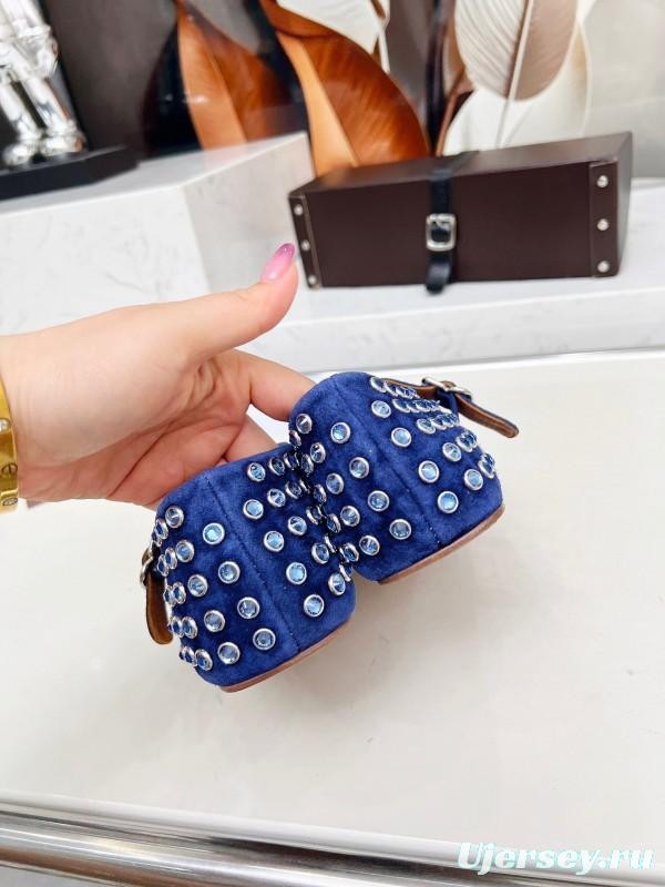 Alaia 2025/SS Crystal-Studded Ballet Dance Shoes with 0.8CM Inner Height - LY00340