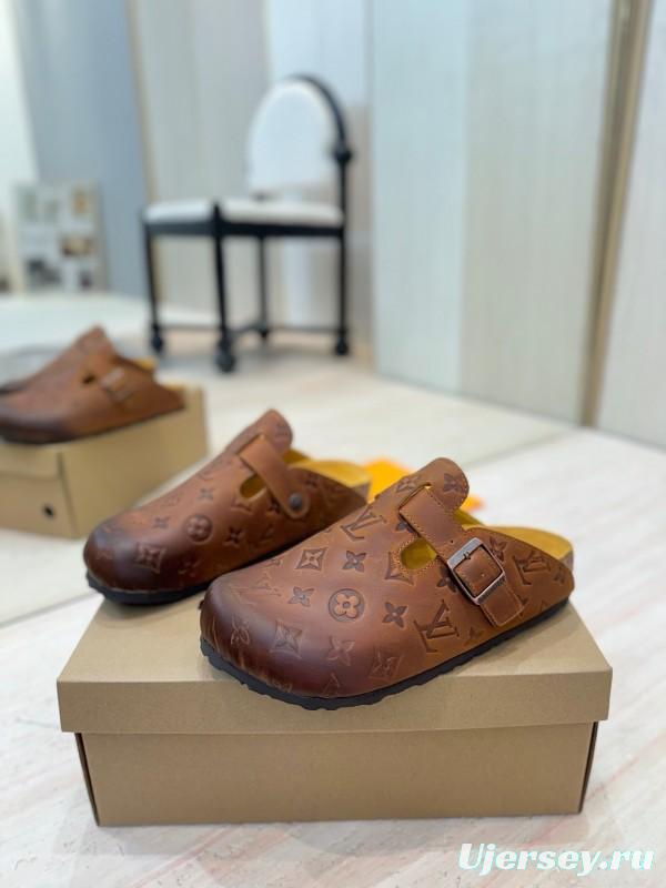 Louis Vuitton Louis Vuitton × BIRKENSTOCK Boston Closed-Toe Soft Sole Mule Slippers - KFY00300