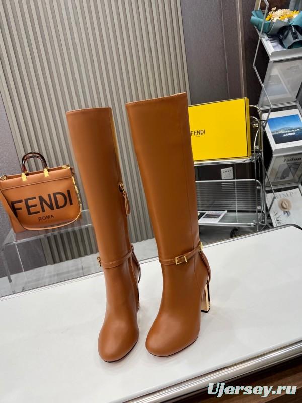 FENDI Delfina Round Toe Boots with FF Buckle - LY00520