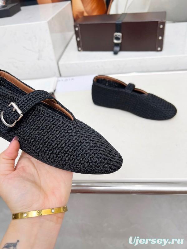 Alaia 2025/SS Knit Ballet Dance Shoes with Inner Arch Support and 0.8CM Height Increase - LY00310